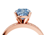 Rose gold Fancy Blue Cushion  Milgrain Pave Diamond Engagement Ring with Four-Prong Setting_177