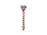 Rose gold Fancy Blue Cushion  Solitaire Beaded Band Prong Setting Ring 2