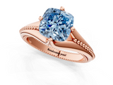 Rose gold Fancy Blue Cushion  Solitaire Beaded Band Six-Prong Setting_1