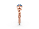 Rose gold Fancy Blue Cushion  Solitaire Beaded Band Six-Prong Setting_2