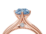 Rose gold Fancy Blue Cushion  Solitaire Beaded Band Six-Prong Setting_4