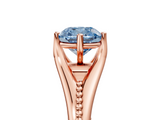 Rose gold Fancy Blue Cushion  Solitaire Beaded Band Six-Prong Setting_5