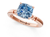 Rose gold Fancy Blue Cushion  Solitaire Beaded Band with Four-Prong Setting_43
