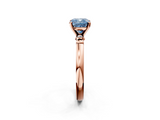 Rose gold Fancy Blue Cushion  Solitaire Beaded Band with Four-Prong Setting_44