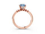 Rose gold Fancy Blue Cushion  Solitaire Beaded Band with Four-Prong Setting_45