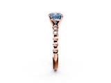 Rose gold Fancy Blue Cushion  Solitaire Bezel Accent Diamond Engagement Ring with Beaded Band and Four-Prong Setting_60