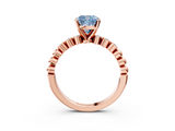 Rose gold Fancy Blue Cushion  Solitaire Bezel Accent Diamond Engagement Ring with Beaded Band and Four-Prong Setting_61