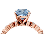 Rose gold Fancy Blue Cushion  Solitaire Bezel Accent Diamond Engagement Ring with Beaded Band and Four-Prong Setting_62