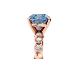 Rose gold Fancy Blue Cushion  Solitaire Bezel Accent Diamond Engagement Ring with Beaded Band and Four-Prong Setting_63