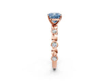 Rose gold Fancy Blue Cushion  Solitaire Bezel-Set Diamond Ring with Beaded Band and Four-Prong Setting_34