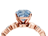 Rose gold Fancy Blue Cushion  Solitaire Bezel-Set Diamond Ring with Beaded Band and Four-Prong Setting_36
