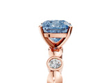 Rose gold Fancy Blue Cushion  Solitaire Bezel-Set Diamond Ring with Beaded Band and Four-Prong Setting_37