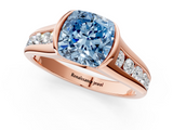 Rose gold Fancy Blue Cushion  Solitaire Bezel-Set Diamond Ring with Channel-Set Band_38