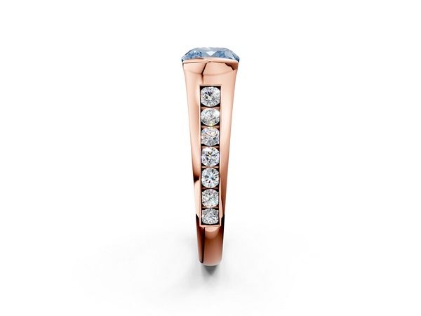 Rose Gold Cushion Cut Half Bezel Engagement Ring Setting for Fancy Blue Center