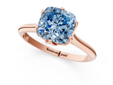 Rose gold Fancy Blue Cushion  Solitaire Cathedral Diamond Ring with Six-Prong Setting_18