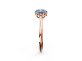 Rose gold Fancy Blue Cushion  Solitaire Cathedral Diamond Ring with Six-Prong Setting_19