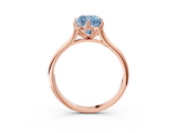 Rose gold Fancy Blue Cushion  Solitaire Cathedral Diamond Ring with Six-Prong Setting_20