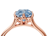 Rose gold Fancy Blue Cushion  Solitaire Cathedral Diamond Ring with Six-Prong Setting_21