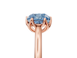 Rose gold Fancy Blue Cushion  Solitaire Cathedral Diamond Ring with Six-Prong Setting_22