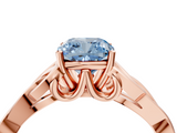 Rose gold Fancy Blue Cushion  Solitaire Celtic Knot Engagement Ring with Four-Prong Setting_76