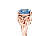 Rose gold Fancy Blue Cushion  Solitaire Celtic Knot Engagement Ring with Four-Prong Setting_77