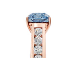 Rose gold Fancy Blue Cushion  Solitaire Channel-Set Diamond Engagement Ring with Four-Prong Setting_37