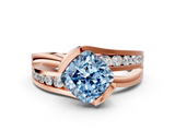 Rose gold Fancy Blue Cushion  Solitaire Channel-Set Split Shank Ring with Tension Prong Setting_3