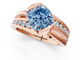 Rose gold Fancy Blue Cushion  Solitaire Channel-Set Split Shank Ring with Tension Prong Setting_4