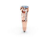 Rose gold Fancy Blue Cushion  Solitaire Channel-Set Split Shank Ring with Tension Prong Setting_5