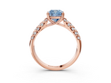 Rose gold Fancy Blue Cushion  Solitaire Chevron Pave Diamond Engagement Ring with Six-Prong Setting_6