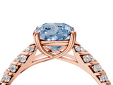 Rose gold Fancy Blue Cushion  Solitaire Chevron Pave Diamond Engagement Ring with Six-Prong Setting_7