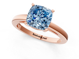 Rose gold Fancy Blue Cushion  Solitaire Diamond Engagement Ring with Four-Prong Setting on a Classic Band_4