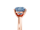 Rose gold Fancy Blue Cushion  Solitaire Diamond Engagement Ring with Four-Prong Setting on a Classic Band_8