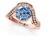 Rose gold Fancy Blue Cushion  Solitaire Diamond Engagement Ring with Pave Band and Four-Prong Setting_27