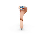 Rose gold Fancy Blue Cushion  Solitaire Diamond Engagement Ring with Pave Band and Four-Prong Setting_28