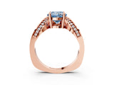 Rose gold Fancy Blue Cushion  Solitaire Diamond Engagement Ring with Pave Band and Four-Prong Setting_29