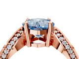 Rose gold Fancy Blue Cushion  Solitaire Diamond Engagement Ring with Pave Band and Four-Prong Setting_30