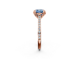 Rose gold Fancy Blue Cushion  Solitaire Diamond Engagement Ring with Pave Band and Six-Prong Setting_22