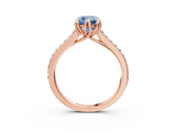 Rose gold Fancy Blue Cushion  Solitaire Diamond Engagement Ring with Pave Band and Six-Prong Setting_23