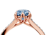 Rose gold Fancy Blue Cushion  Solitaire Diamond Engagement Ring with Pave Band and Six-Prong Setting_24