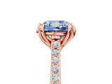 Rose gold Fancy Blue Cushion  Solitaire Diamond Engagement Ring with Pave Band and Six-Prong Setting_25