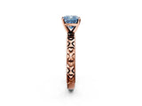 Rose gold Fancy Blue Cushion  Solitaire Diamond Engagement Ring with XO Engraved Band and Four-Prong Setting 2