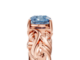 Rose gold Fancy Blue Cushion  Solitaire Diamond Leaf Vine Band with Prong Setting_33