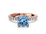 Rose gold Fancy Blue Cushion  Solitaire Diamond Pavé Band with Four-Prong Setting_42