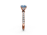 Rose gold Fancy Blue Cushion  Solitaire Diamond Pavé Band with Four-Prong Setting_44