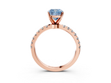 Rose gold Fancy Blue Cushion  Solitaire Diamond Pavé Band with Four-Prong Setting_45
