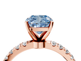 Rose gold Fancy Blue Cushion  Solitaire Diamond Pavé Band with Four-Prong Setting_46