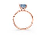Rose gold Fancy Blue Cushion  Solitaire Diamond Ring with 4-Prong Setting on a Classic Band_6