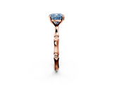 Rose gold Fancy Blue Cushion  Solitaire Diamond Ring with Bamboo Band and Four-Prong Setting_54