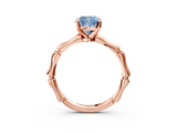 Rose gold Fancy Blue Cushion  Solitaire Diamond Ring with Bamboo Band and Four-Prong Setting_55